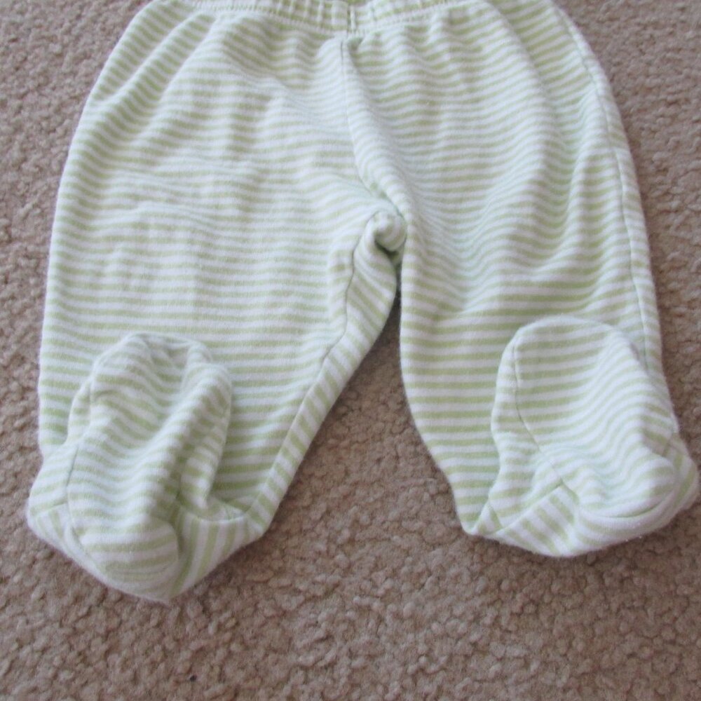 First Moments Pull On Sweatpants‎ Infant Boys 6M Green Striped Elastic Joggers - Picture 2 of 5
